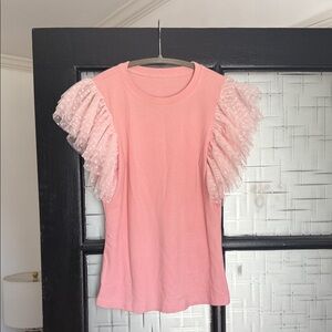Chic Pink Ruffle Sleeve Blouse